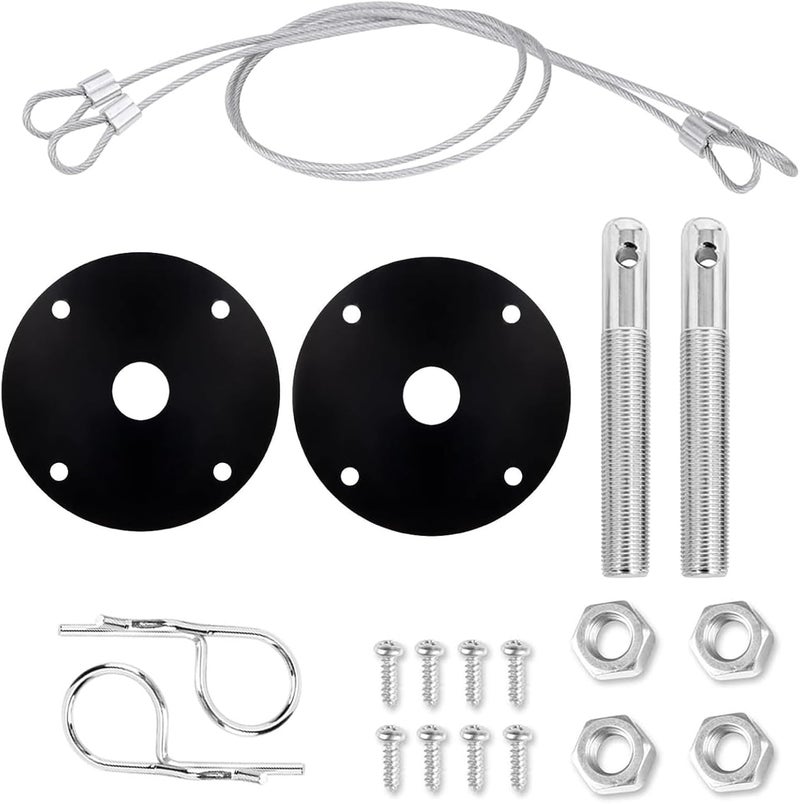 Klfte 2 Pack Trucks Hood Pin for Car, Stainless Steel Hood Pin Lock Clip with Racing Lanyard for Fixing Car Hood Cover & Reduce Shaking(Black) - Image 5
